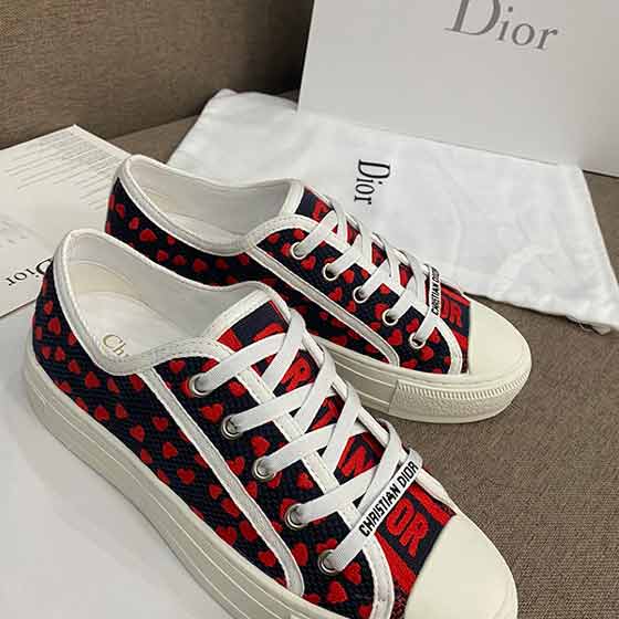 Dior迪奥女士板鞋品牌最新款藤格纹刺绣布鞋