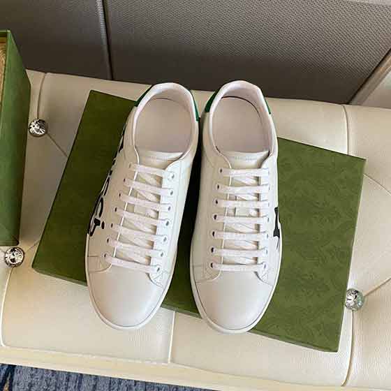 奢侈品寺库网Gucci 经典运动系带小白鞋