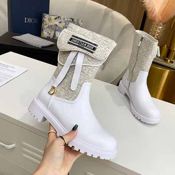 欧洲站秋季Dior新款女鞋欧美大品牌真皮中筒女靴