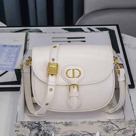 Christian Dior Bobby绒面单肩包 中号白色