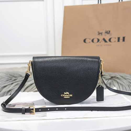 coach半月翻盖小斜跨包1432 全牛皮休闲百搭的半月包