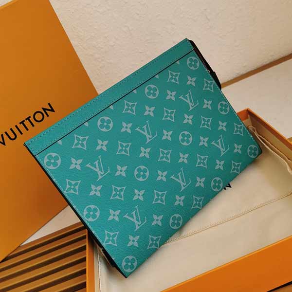 LV路易威登私人毕备品功能多样Taga皮革手包M61692绿