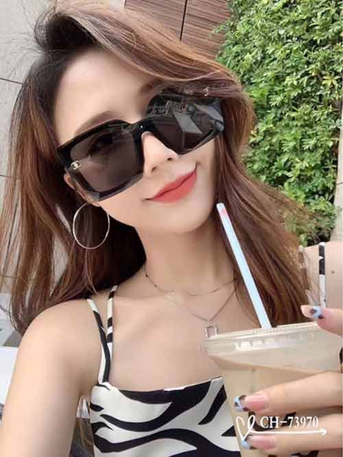 香奈女士高等感太阳镜防紫外线多边形时尚墨镜