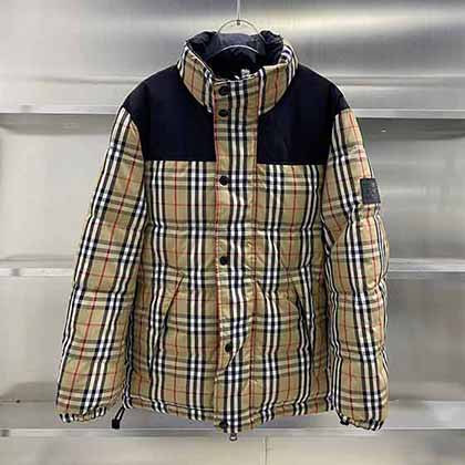 巴宝莉双面两穿再生尼龙男女同款经典格子羽绒服!