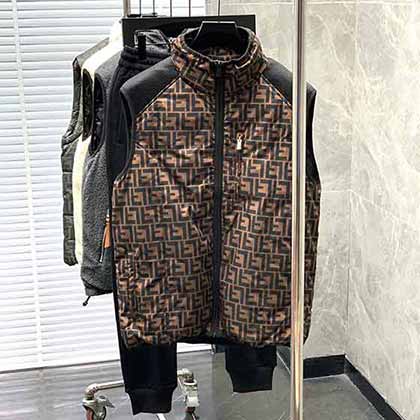 芬迪马甲男士羽绒服 冬季保暖背心外套高等大品牌男式马夹