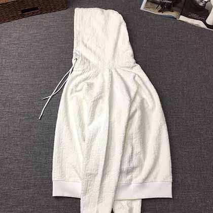欧洲站大品牌刺绣连帽卫衣迪奥男士秋季潮流时尚白色套头长袖t恤