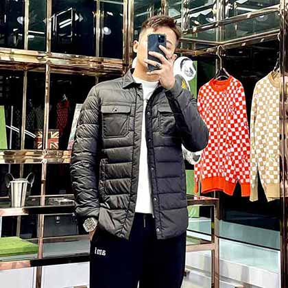 高等大品牌蒙口男士羽绒服短款立领时尚潮流休闲冬季