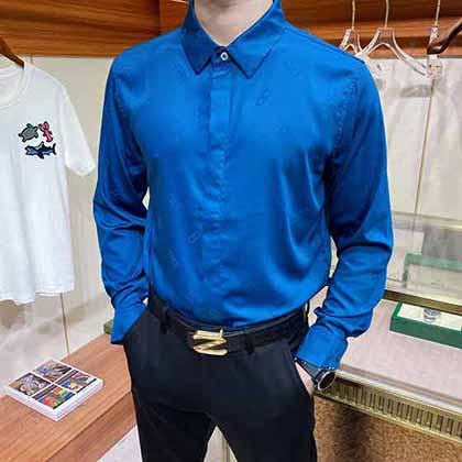 菲拉格慕时尚大品牌男装长袖衬衫，展现典雅绅士风范。
