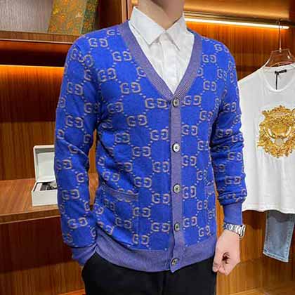 名牌特卖网Gucci古奇澳洲进口美丽诺羊毛男士西服羊毛衫