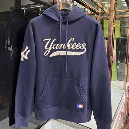 MLB大品牌秋冬季连帽卫衣男宽松外套中青年大码休闲套头衫