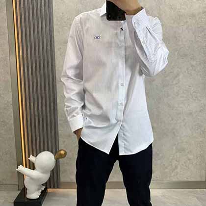 菲拉格慕时尚大品牌男装，男士商务休闲长袖衬衫
