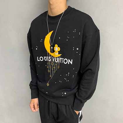 LV男卫衣大品牌潮流logo月亮印花