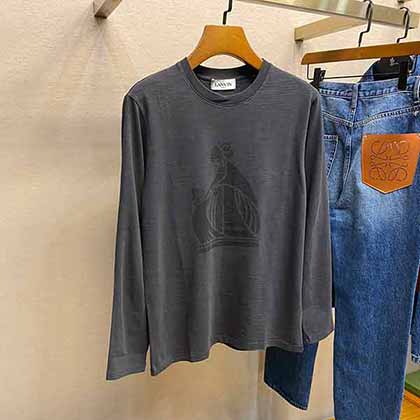LANVIN卫衣男大品牌，早秋新logo长袖T！