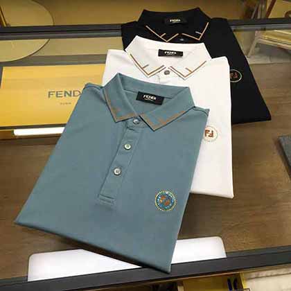 专柜款优网名品夏fendi新款POLO【翻领】短袖T恤