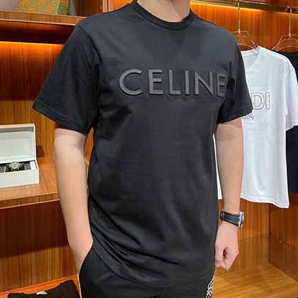 Celine赛琳顶级专柜立体字母logo男士短袖T恤
