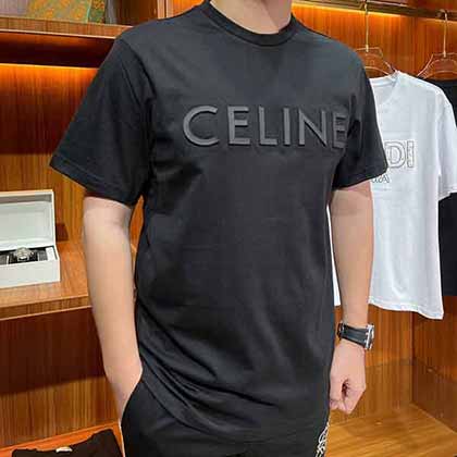 Celine赛琳高等专柜立体字母logo男士短袖T恤