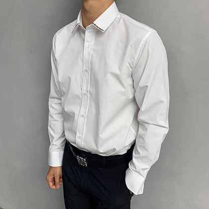 BBR定制品牌高档男士衬衫，潮流logo刺绣长袖衬衫。