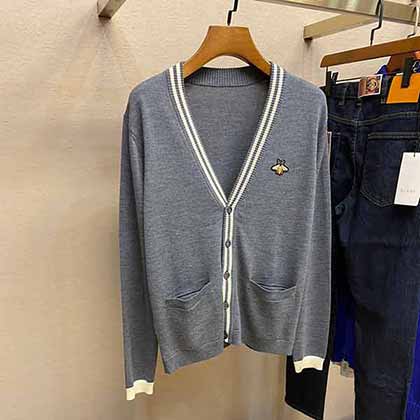 Gucci品牌男士开衫，秋冬新小蜜蜂刺