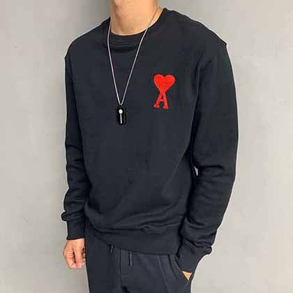 Ami欧美大品牌男装 定制精梳棉潮流logo刺绣套头卫衣