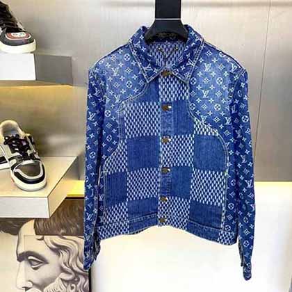 驴家唯品会折扣网服装 走秀同款新棋盘格牛仔外套