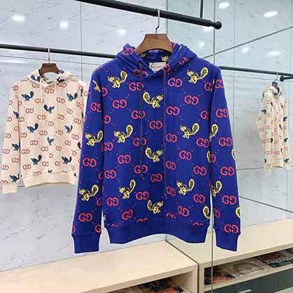 Gucci古奇早秋新品满印连帽卫衣