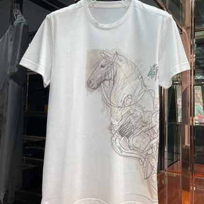 爱仕(Hemès) 新的品质单进口兰精天丝圆领T恤