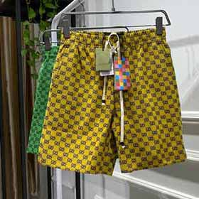 Gucci品牌拼色帆布短裤