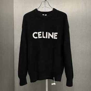 celine2021纽约限定单品贴布绣羊毛圆领针织毛衣