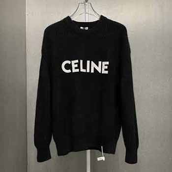 celine纽约限定单品贴布绣羊毛圆领针织毛衣