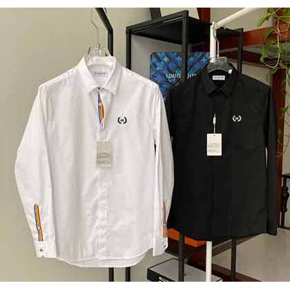 外贸大品牌男装 B新款彩虹织带弹力棉质衬衫