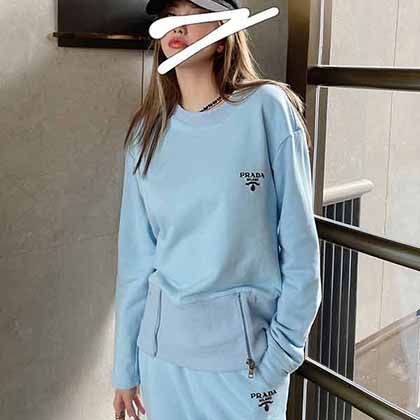 Prad新品高等定制休闲个性三角字母卫衣 长裤套装