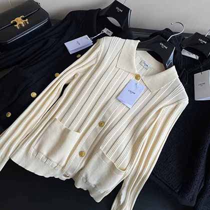 Celine大品牌的女装羊绒小翻领开衫