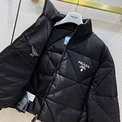 Prad21早秋高等品质新品菱形短款立领羽绒服