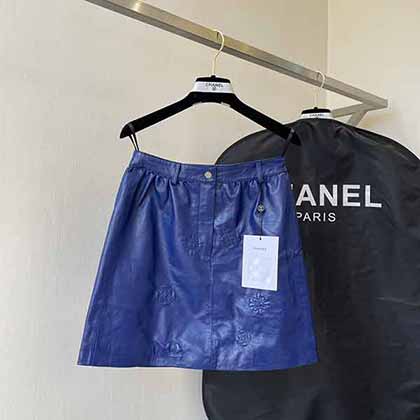 加盟国际品牌女装 Chanel进口羊皮炸街高腰半裙