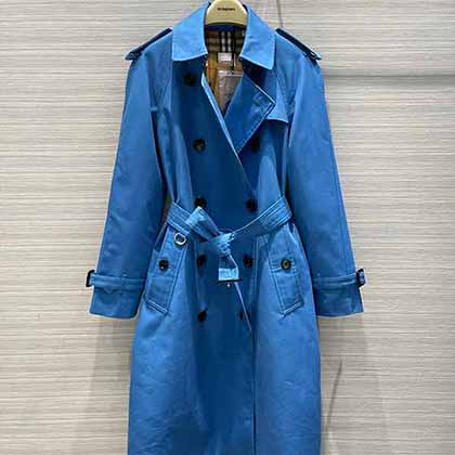 Burbery21早秋新品经典肯辛顿版型高等蓝Trench 风衣
