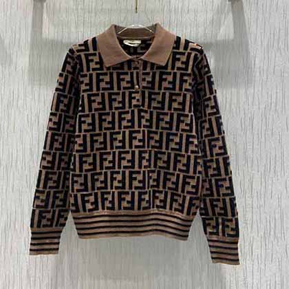 FENDI 23秋冬新款系列 FF提花翻领毛衣