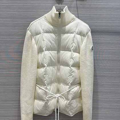 Moncle早秋新品代买经典立领拉链羊毛针织拼接夹克羽绒！