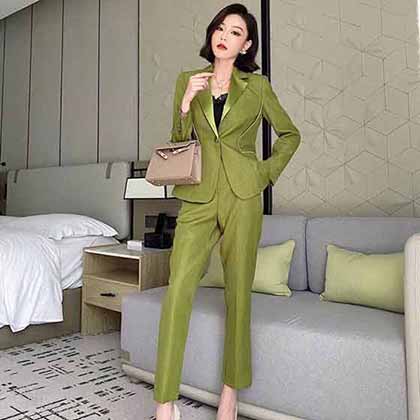 高等定制重工钉珠气质干练西服外套+西装气质女神范套装