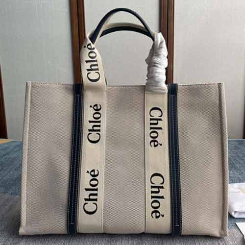 欧美大牌奢侈品女包 Chloe新款帆布手提袋Woody Tote Bag