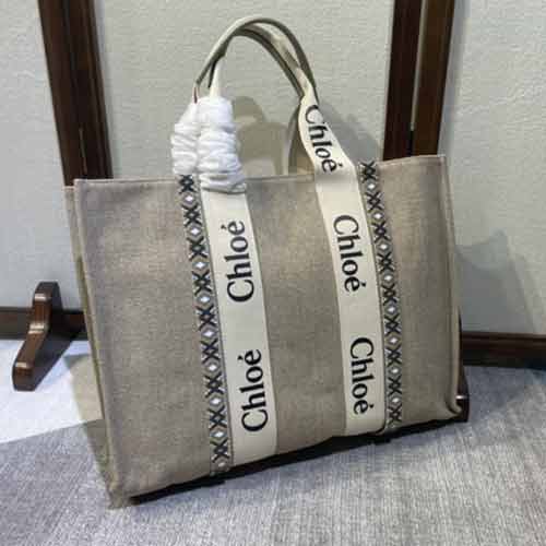 Chloe菱格刺绣托特包 名牌奢侈品大牌购物袋 
