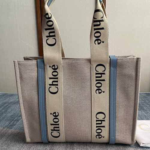 Chloe大品牌女包 新款复古单肩大容量帆布撞色