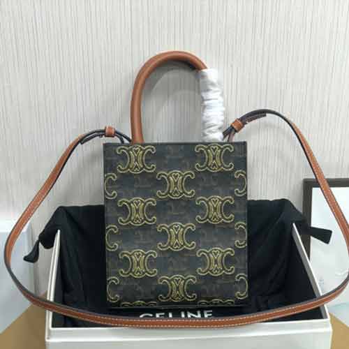 CELINe 520胶囊系列CABAS迷你标志印心形刺绣竖款手袋16848迷你CABAS手袋