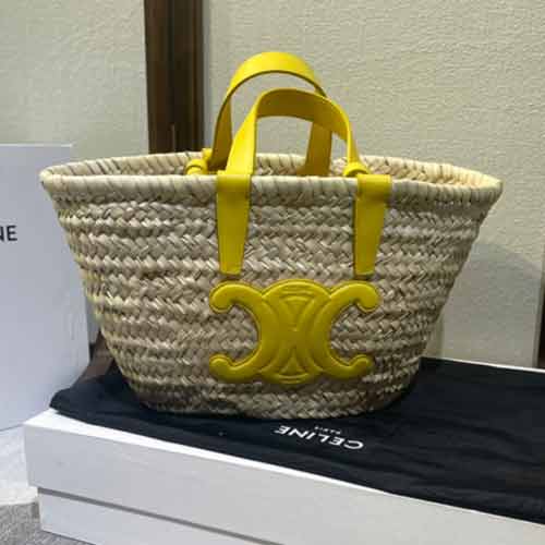 国际大品牌女包 棕榈叶牛皮革提篮包 潮百搭春夏草编包