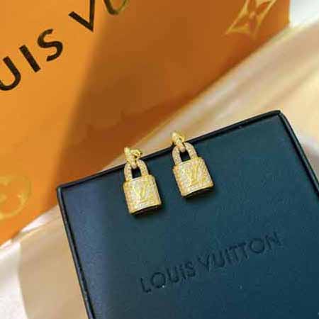 Louis Vuitton路易威登爱情锁锁头满钻耳钉耳环