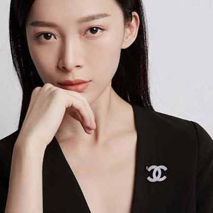 高等品质CHANE小香双排钻双c胸针