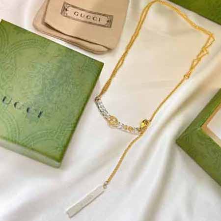 Gucci古奇百搭春季双G流苏项链 