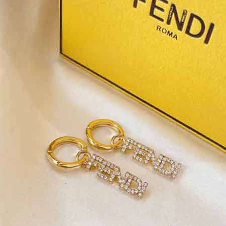 倪妮同款金色耳环女秋冬纯银中古复古耳钉 Fendi大品