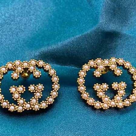 Gucci高等品质代买级别互扣式米珠耳钉