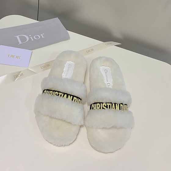 Dior新款网红毛拖鞋，dior女鞋子价