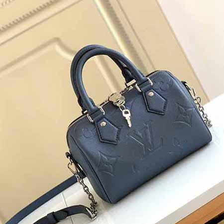 lv迷你枕头包 Monogram Empreinte 皮革品牌经典女包 M58958珠光蓝